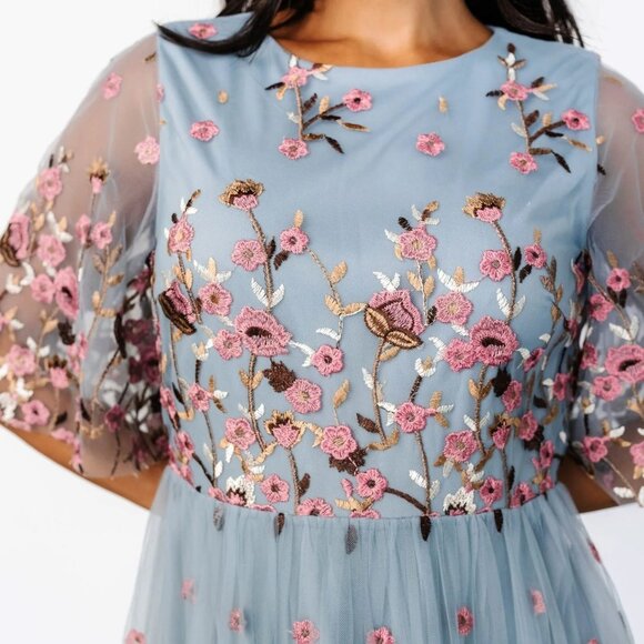 NWT Baltic Born duchess tulle blue garden embroidered dress - Picture 3 of 16